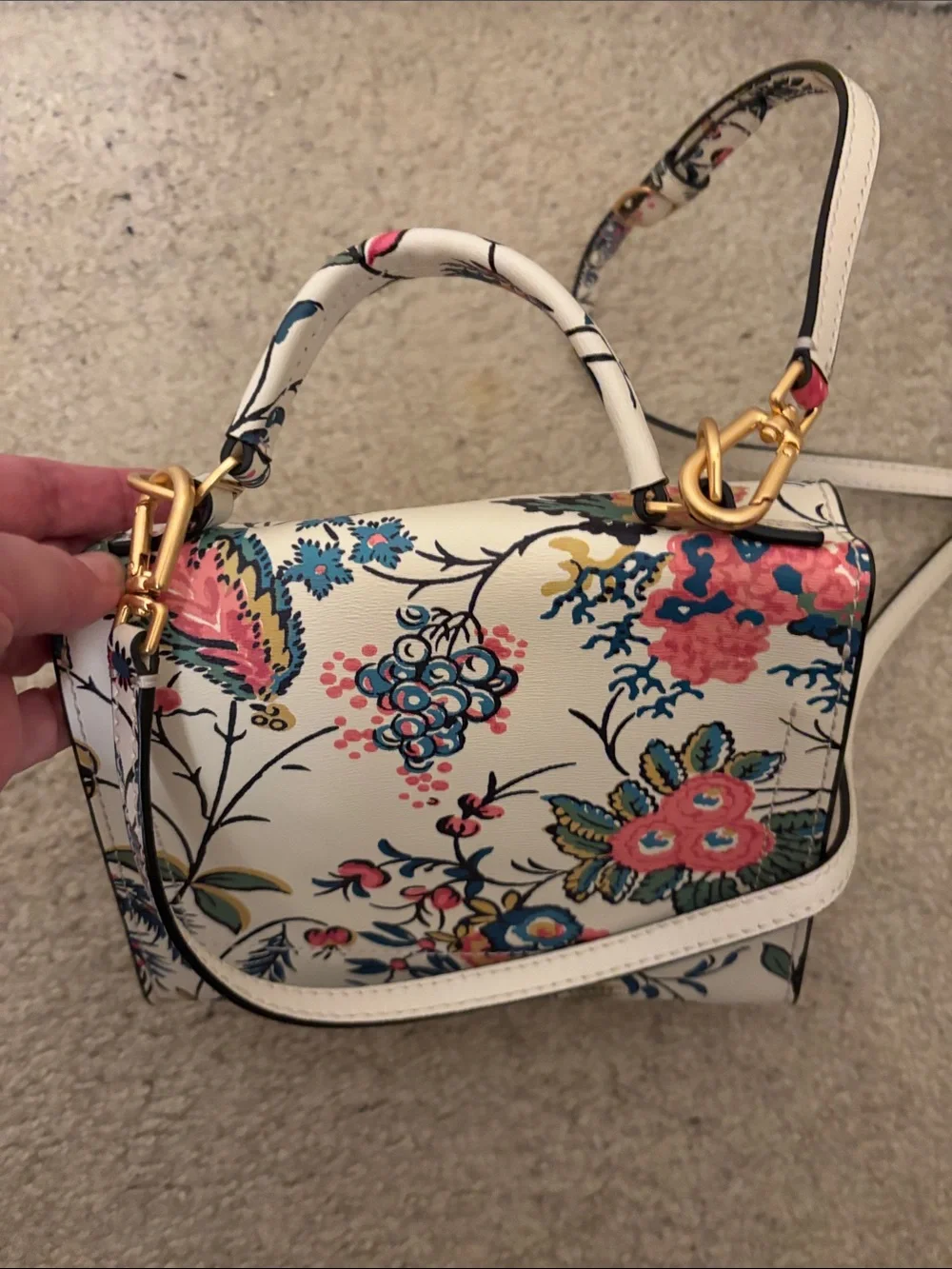 Tory Burch Gabriella floral small satchel bag nwt
